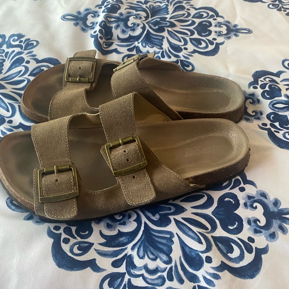 Tan Birk-Style Buckle Sandals